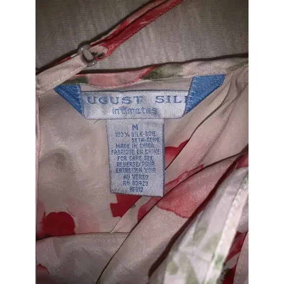 VINTAGE Y2K FLORAL SILK SLIP DRESS LINGERIE AUGUST SILK SIZE MEDIUM - Picture 5 of 6